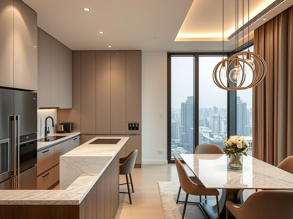 Phòng bếp và khu vực ăn uống tại Newtown Diamond Đà Nẵng