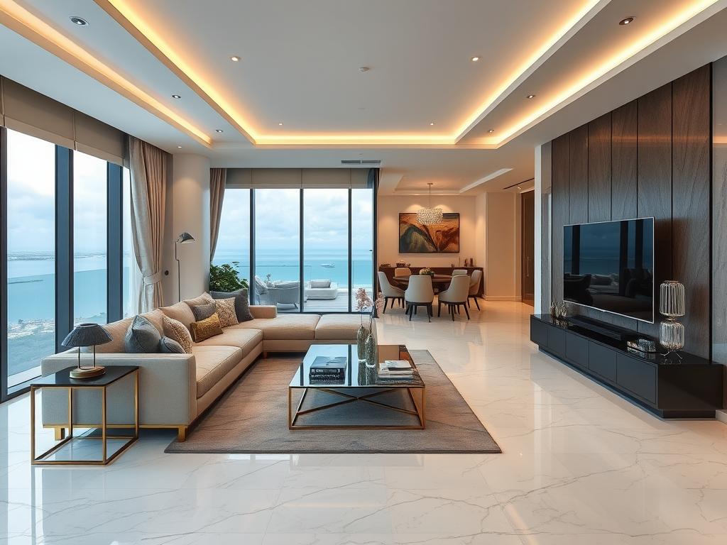 Phòng khách căn hộ mẫu tại Newtown Diamond Đà Nẵng