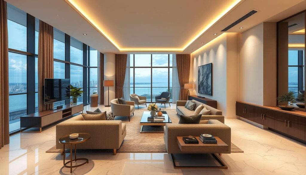 Phòng khách căn hộ mẫu tại Newtown Diamond Đà Nẵng