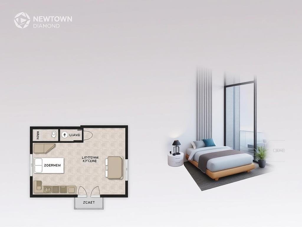 Thiết kế căn hộ 1 phòng ngủ tại Newtown Diamond Đà Nẵng