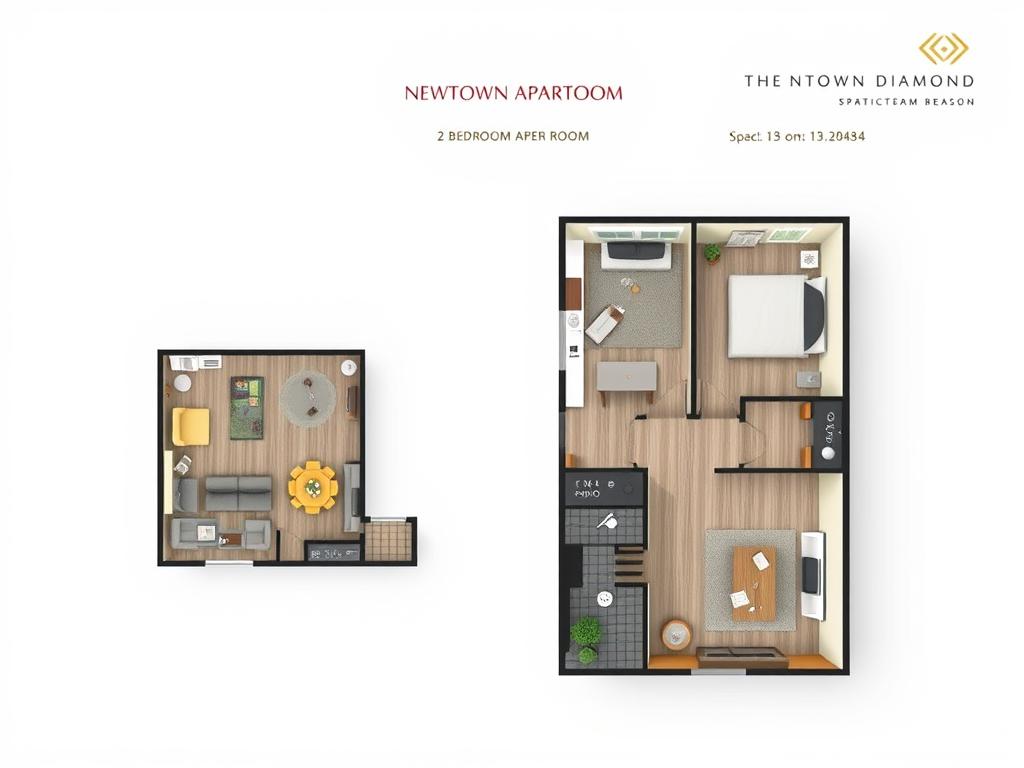 Thiết kế căn hộ 2 phòng ngủ tại Newtown Diamond Đà Nẵng