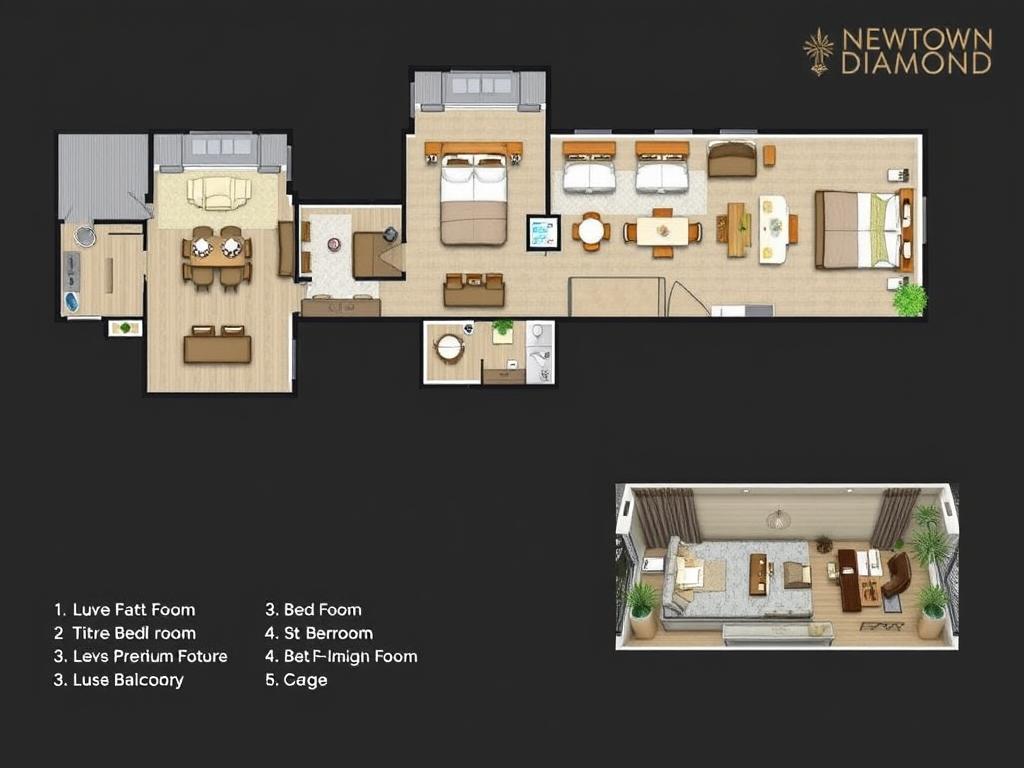 Thiết kế căn hộ 3 phòng ngủ tại Newtown Diamond Đà Nẵng