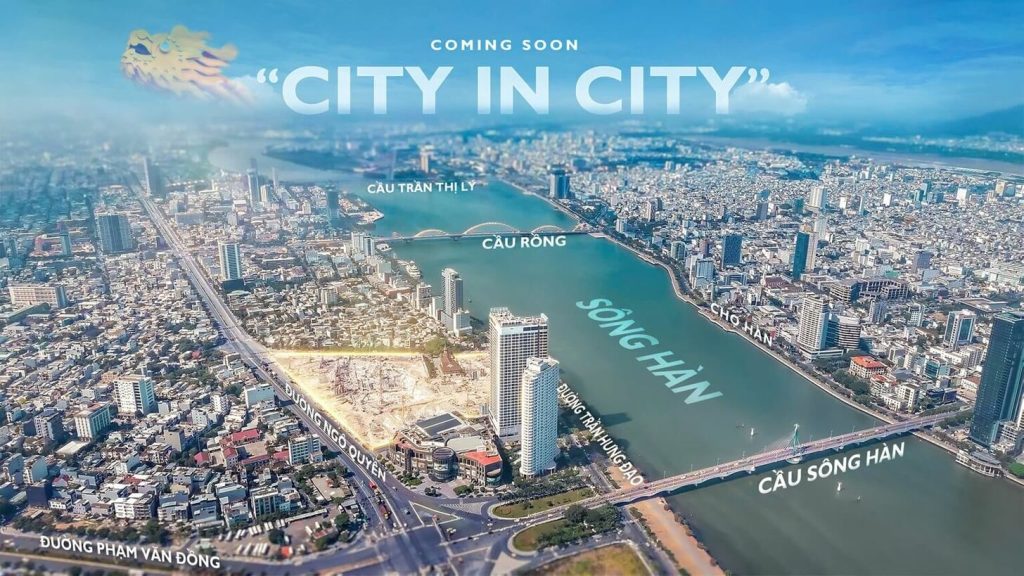 Vị trí dự án Capital Square Đà Nẵng nhìn từ trên cao, bên bờ sông Hàn